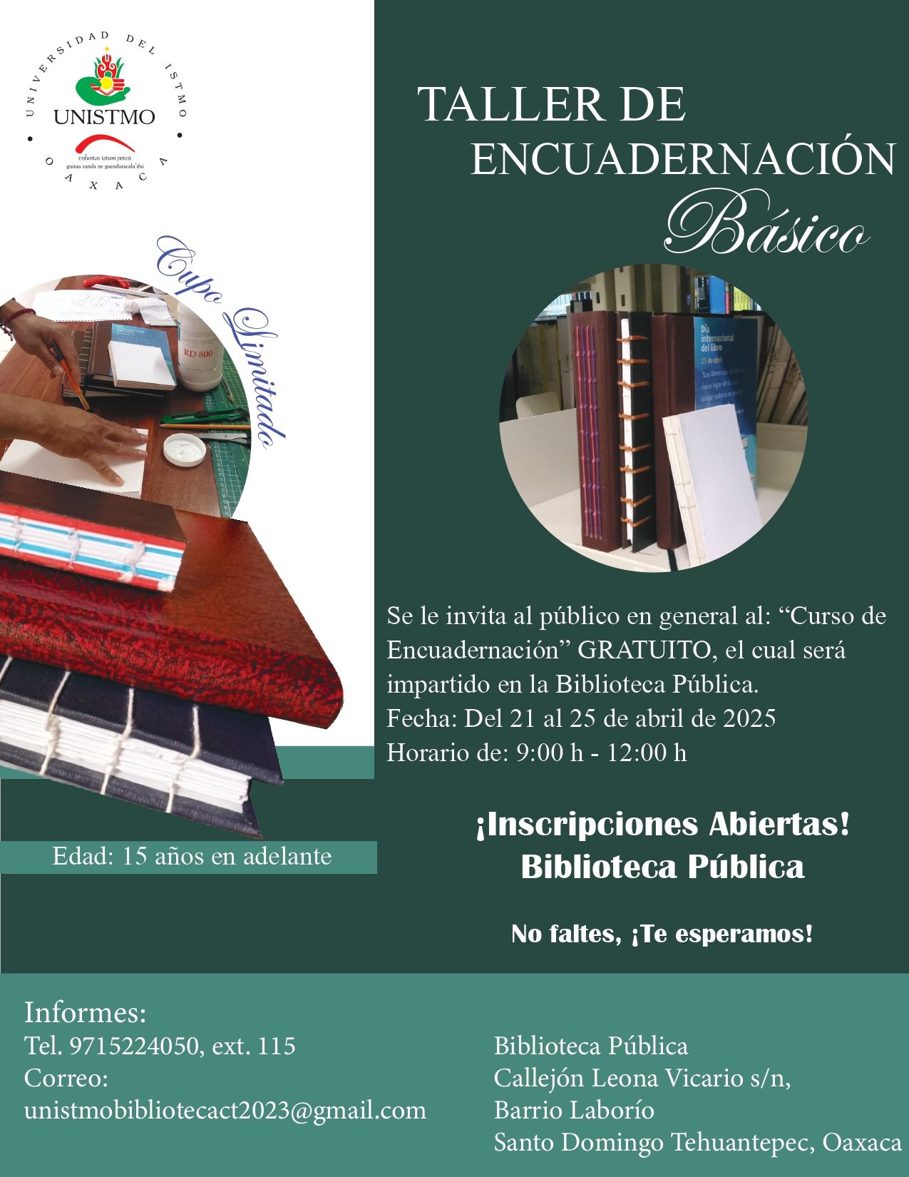 Taller de Encuadernación Básico en la Biblioteca Pública de la